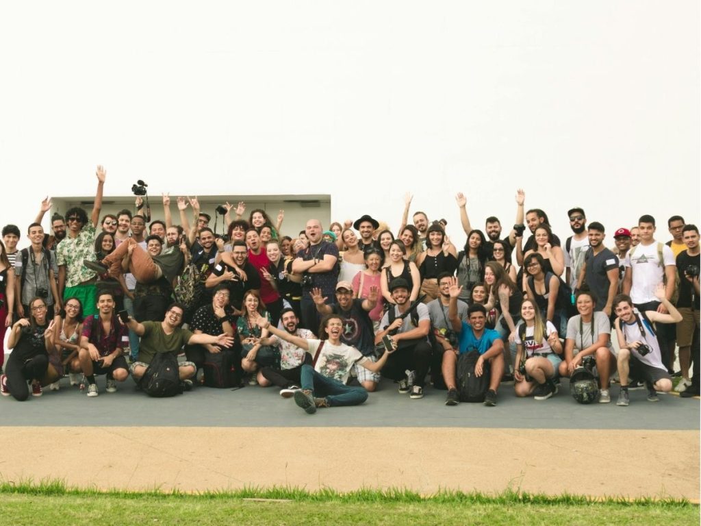 Group of people taking a photo