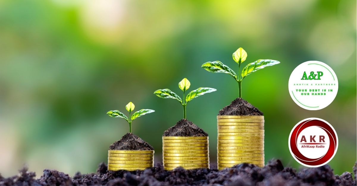 Plants on stacked piles of coins representing growing wealth